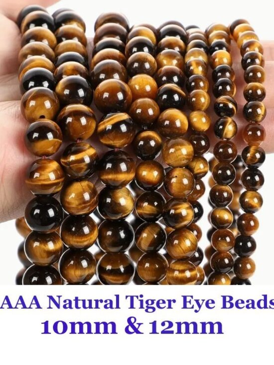 AAA Natural Tiger Eye Beads Vibrant Brown, Golden & Black Marble Beads - Picture 1 of 2